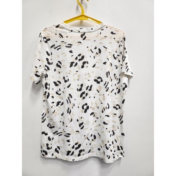 Eco Threads Womens Top Large White Animal Print Organic Cotton Short Sleeve Tee - Picture 6 of 7